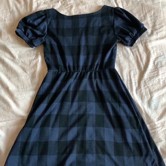 Navy blue and black square neck dress - Picture 5 of 5